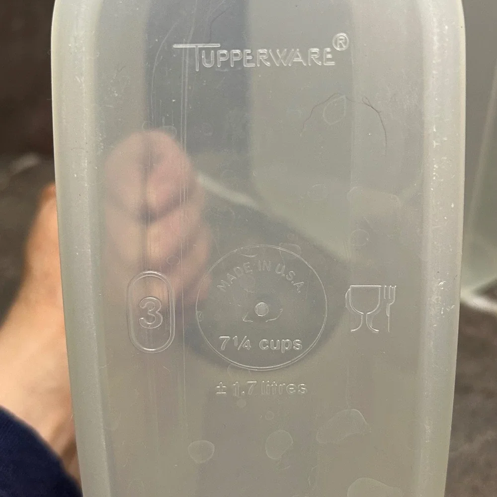 Tupperware Modular Mates Oval Canisters Set of 2 Clear with only one Green Lid